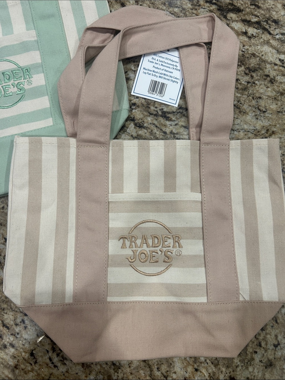 BRAND NEW | LIMITED EDITION | TRADER JOE’S | STRIPED MINI TOTE BAGS - Picture 4 of 5